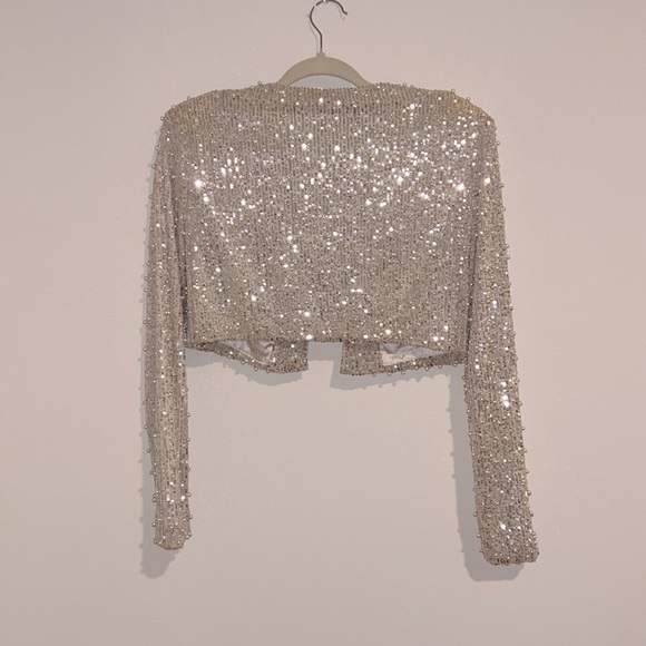 MABLE Monica Pullover Pearl Crop Jacket Champagne - Picture 6 of 6